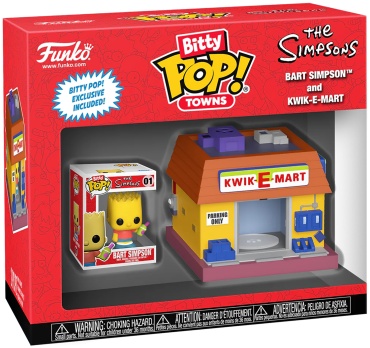 Funko Фигурка Funko Bitty POP! Towns Simpsons Bart Simpson and Kwik-E-Mart по мотивам мультсериала "Симпсоны". 4.4 см 2 шт