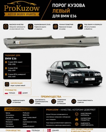Prokuzow Pro119231W кузовной порог BMW 318/320 1992-1995