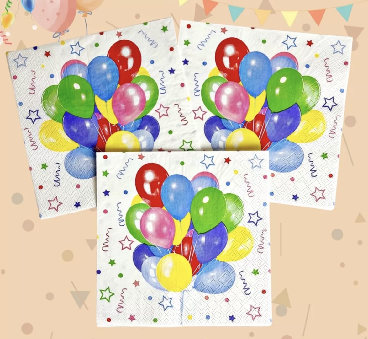 Бумажные салфетки Party Deco Воздушные шары 10 шт