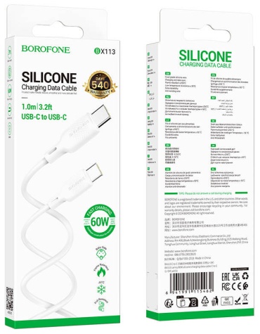 Кабель Borofone USB TypeC (M), 1 м, BX113 белый