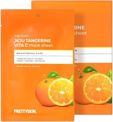Маска для лица Pretty Skin тканевая Jeju Tangerine Vita C Mask Sheet Тканевые Маски с Витамином С 10шт 10 шт