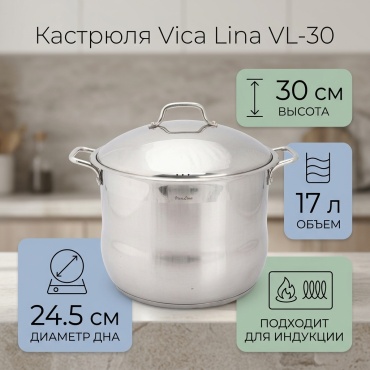 Кастрюля 17 л, Vicalina VL-30 сталь