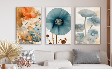 Room Art KZ модульная картина Живопись цветы акварель 160x80 см