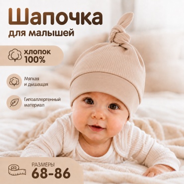 Шапка Twins Textile 0204 темно-бежевый 68, 74