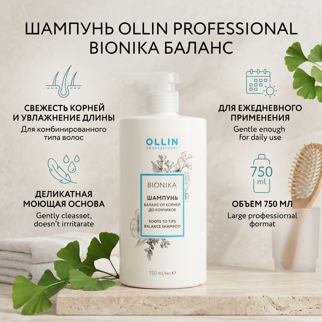 Ollin Professional Bionika Баланс От корней до кончиков шампунь 750 мл