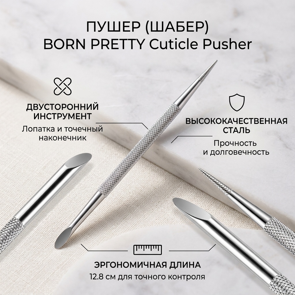BORN PRETTY пушер (шабер) Cuticle Pusher 12.8 см 1 шт
