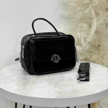 Сумка кросс-боди Magic BAGS натуральная замша, экокожа черный