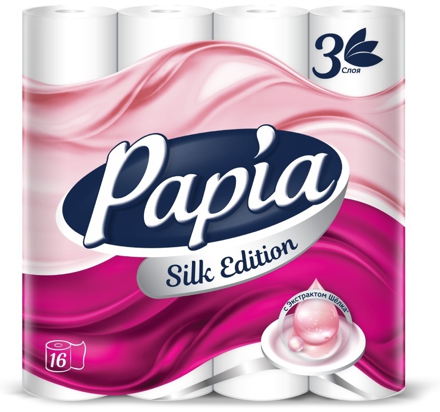 Papia туалетная бумага 3-слойный 16 шт, первичная целлюлоза