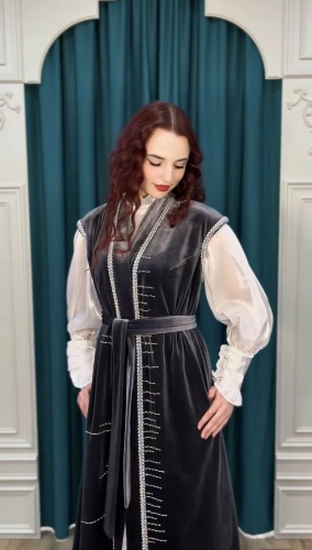 Национальный костюм Rudeni fashion house Ручная расшивка бисером серый, графит