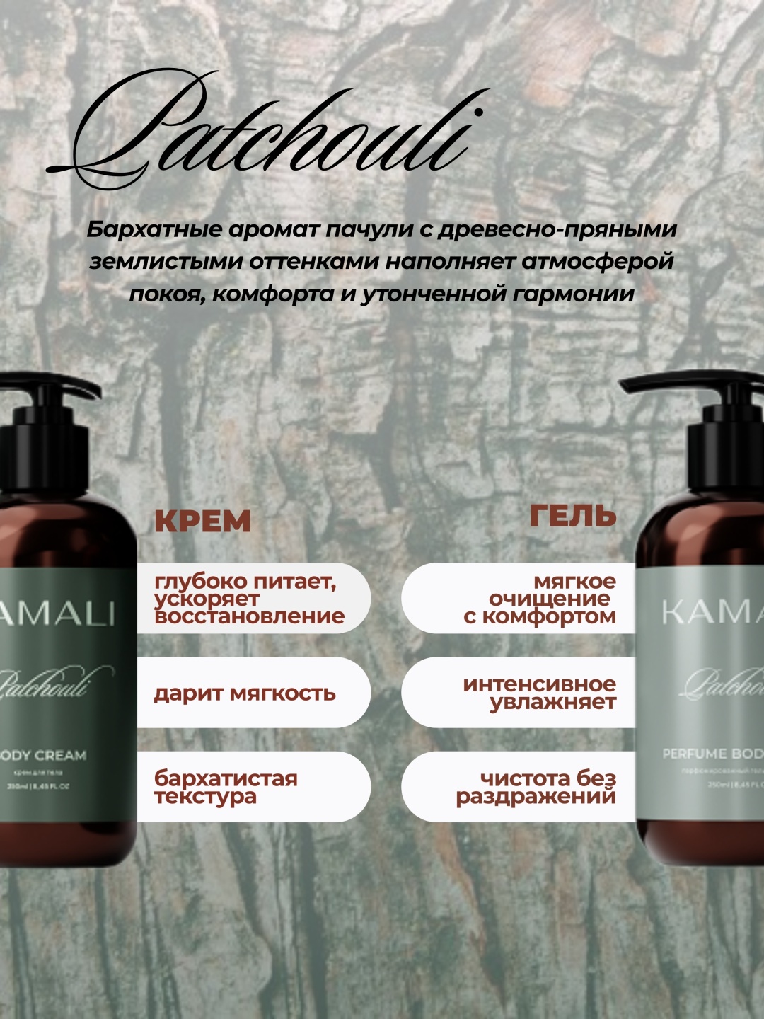 KAMALI PATCHOULI cream & body wash набор для тела для женщин, фото 2