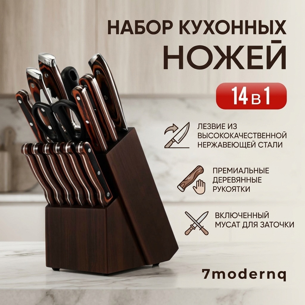 Набор ножей 7modernq 7M-Full Knifeset, лезвие: нержавеющая сталь 14 шт