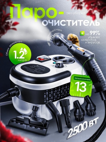 Пароочиститель TTPRO белый, черный
