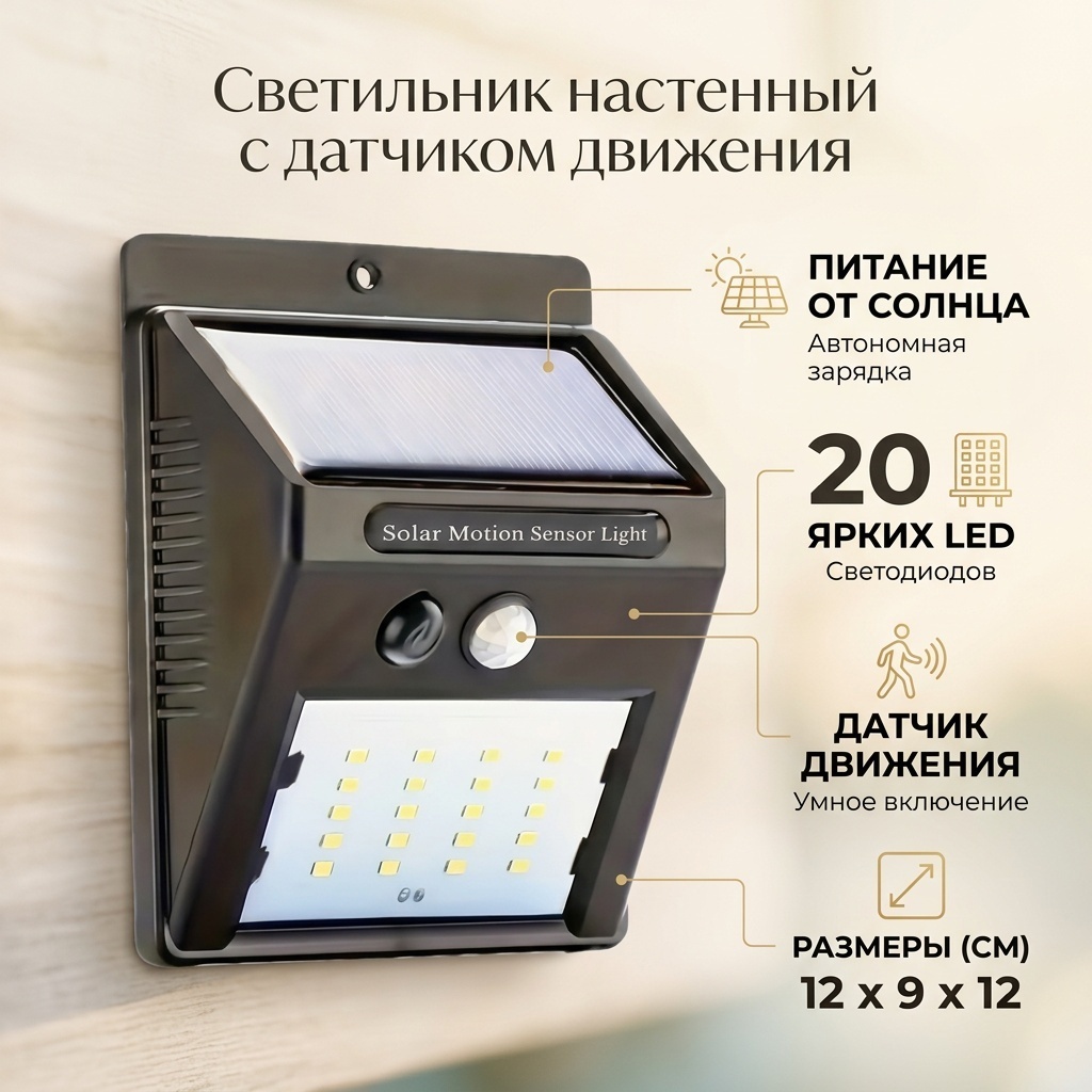 Уличный светильник настенный 0.2 Вт 12 см