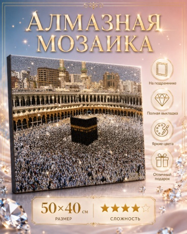 Алмазная мозаика True Tone Кааба 50x40 см