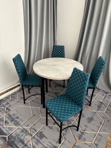 Комплект MEBEL STYLE GROUP 012324833, стол 90х90 см + 4 стула, бирюзовый