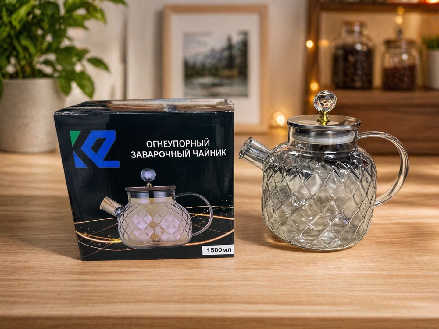 Чайник 30358445_Чёрный 1.5 чайник 1.5 л, жаропрочное стекло