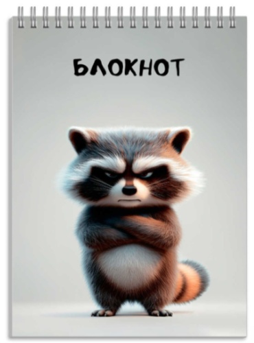 Блокнот Феникс СЕРДИТЫЙ ЕНОТ, A6, 96 л, серый