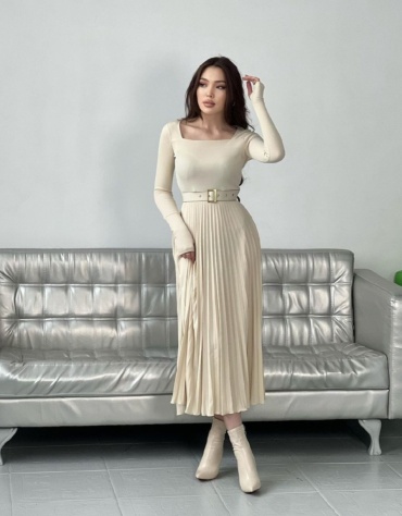 Повседневное платье Collection белый, бежевый