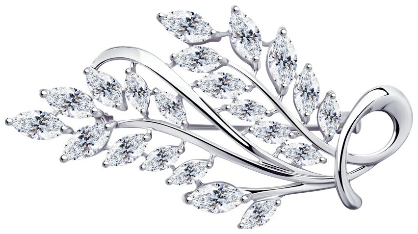 Брошь Diamant 95314 вес 7.83 г серебро, фианит