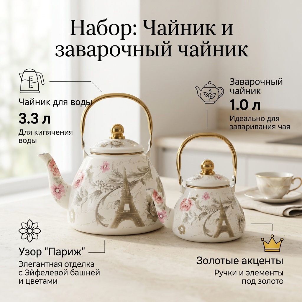 Набор чайников 262782 3.3 л, эмаль