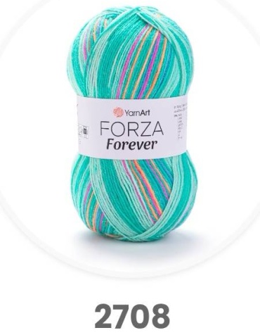 Моток YarnArt Forza Forever Форза Носочная пряжа 2708 мятная бирюза 420 м 100 г