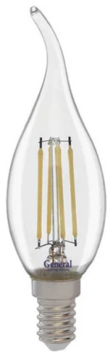 General Lighting Systems 12W E14, филаментная, холодный белый