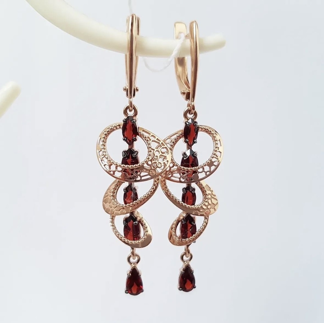 Серьги PLATINA 02-4210-00-204-1110-57 вес 4.31 г золото, гранат