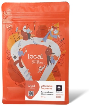 Кофе Local coffee Columbia Supremo зерновой 250 г