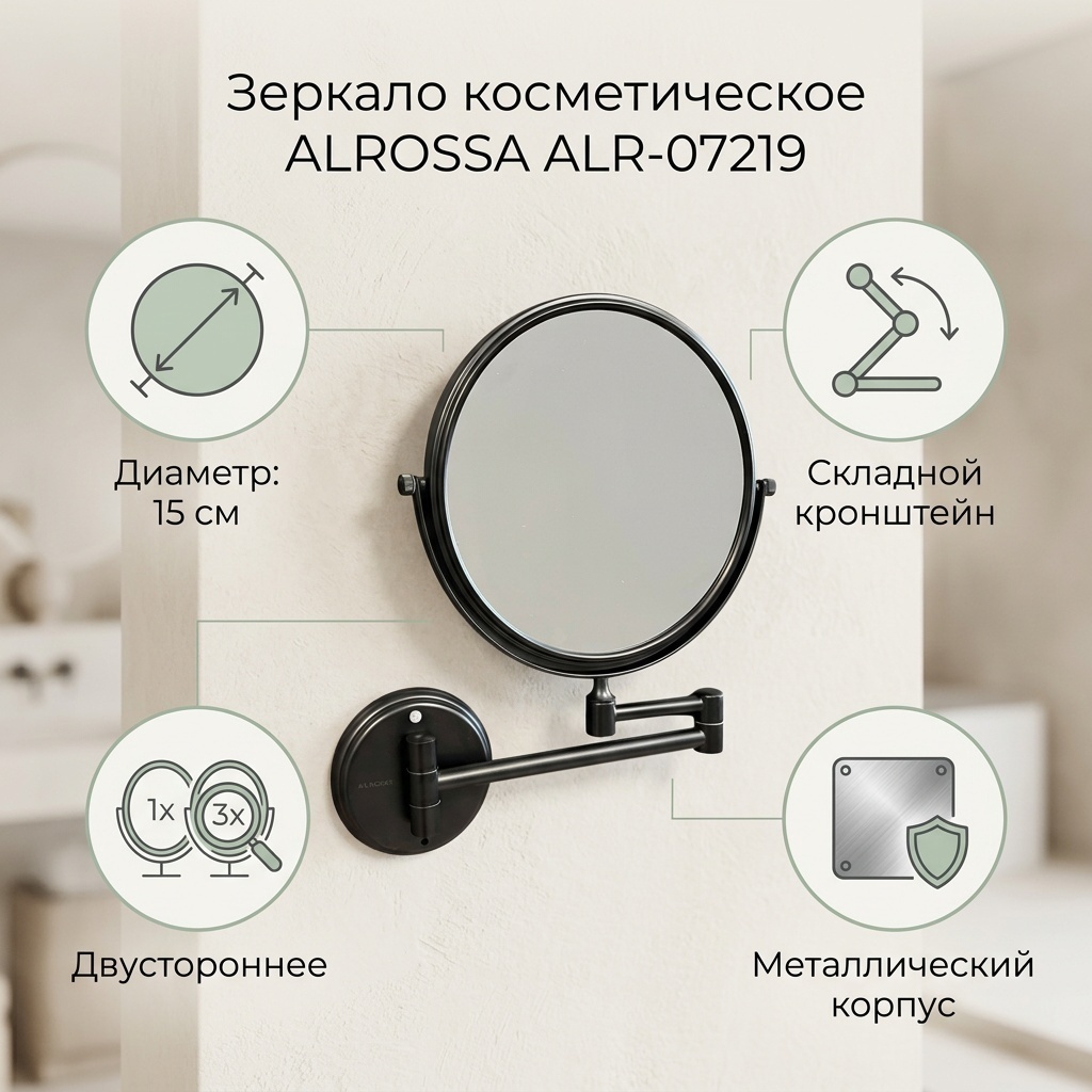 Зеркало настенное ALROSSA 15x15 см