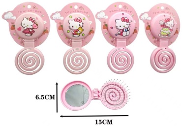 Массажная расческа Детская складная расческа с зеркалом Hello Kitty 3-6 лет