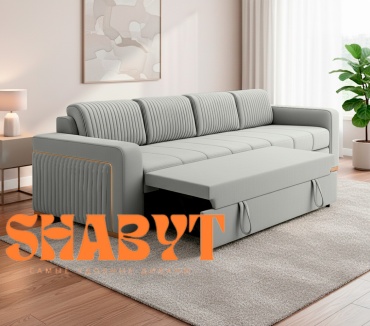 Диван Shabyt Мони, 400х90 см, обивка велюр, светло серый