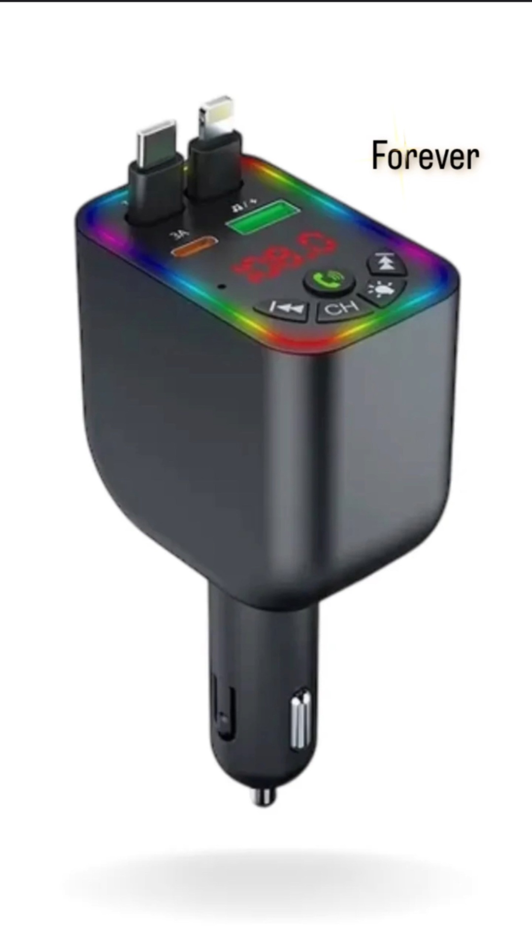 FM-трансмиттер Модулятор bluetooth+быстрая зарядка для телефона черный