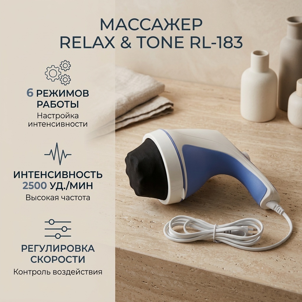 Массажер Relax & Tone RL-183 ручной вибрационный