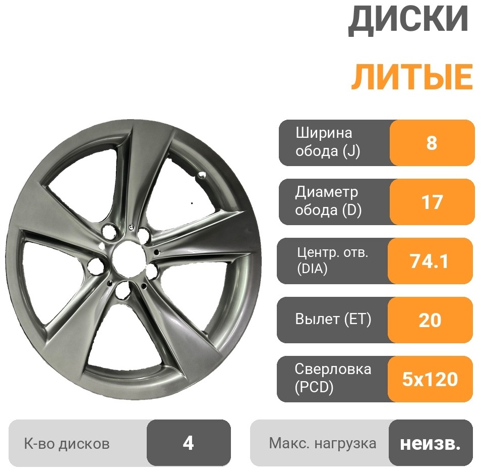 BMW 128 Style 8x17/5x120 D74.1 ET20 4 диска графит