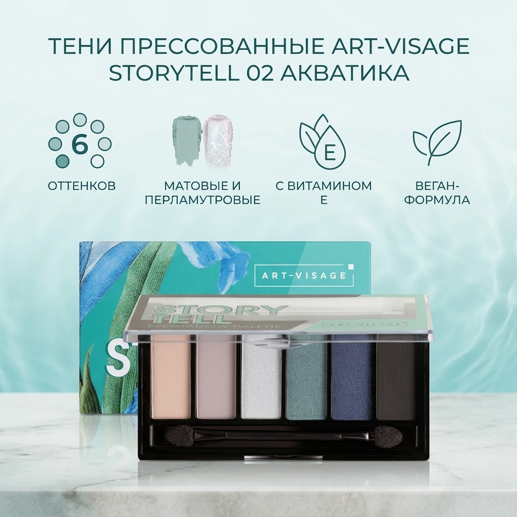 Art-Visage тени прессованные Storytell 02 акватика 02 акватика