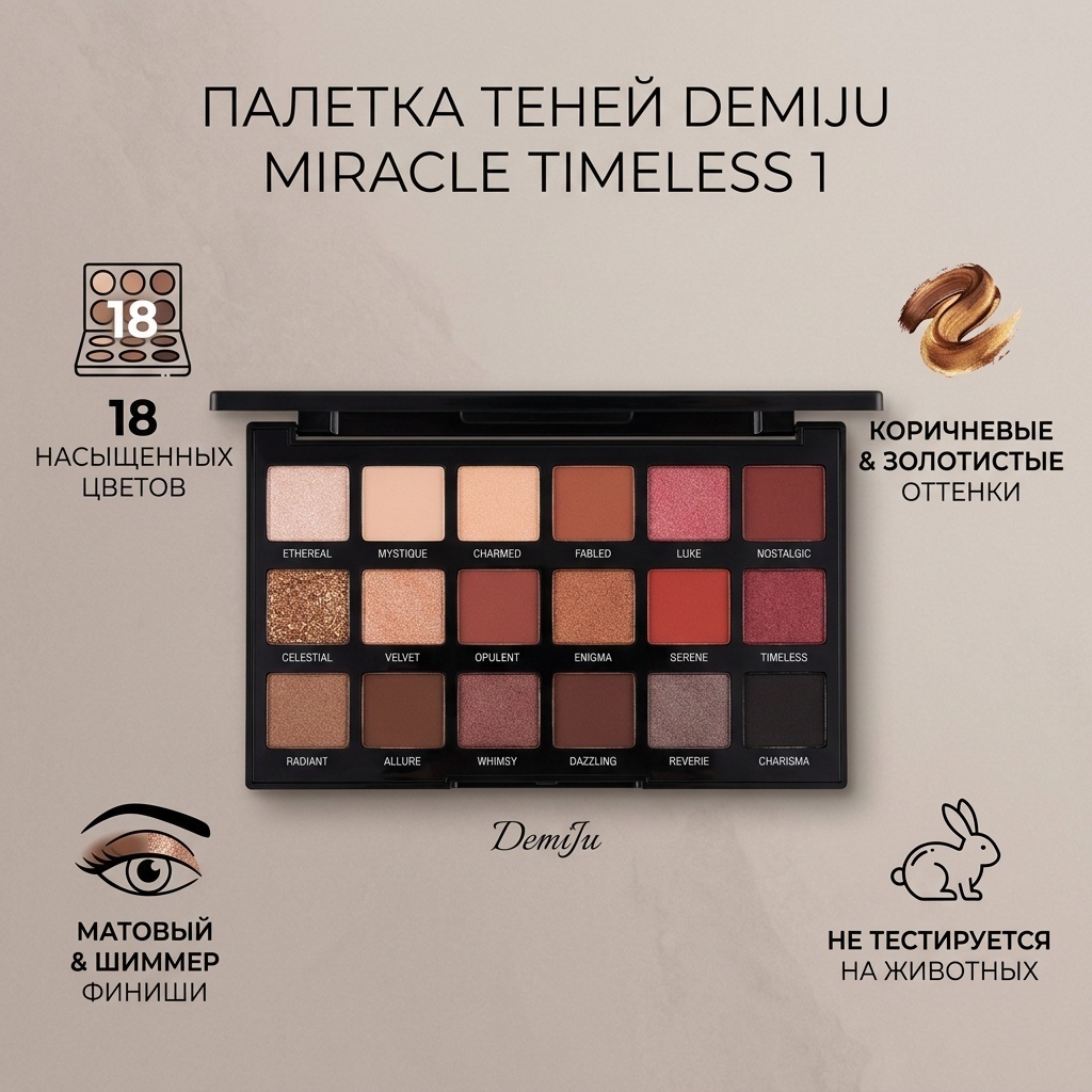 Тени прессованные Miracle timeless 1