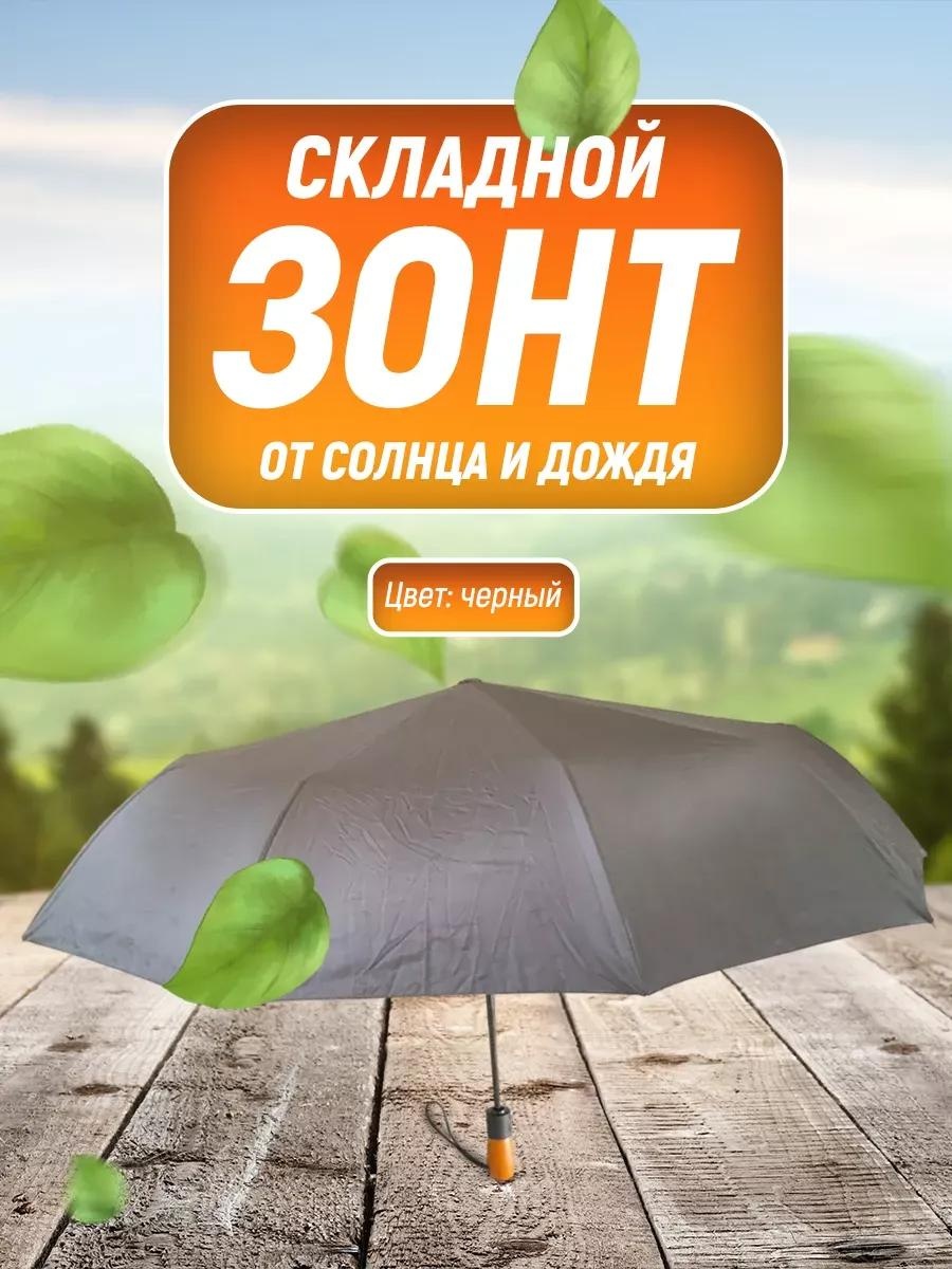 Складной зонт LUCCI полуавтомат черный, черный глянец