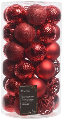 DECORIS шар эмаль 36 шт, красный