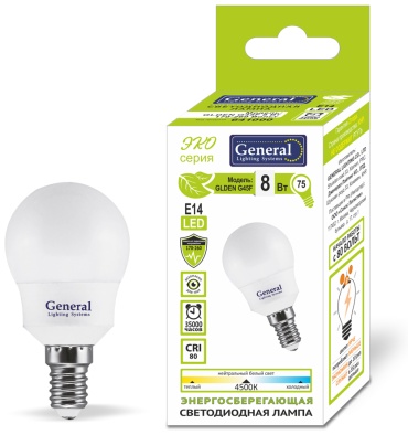 General Lighting Systems 8W E14, светодиодная, теплый белый