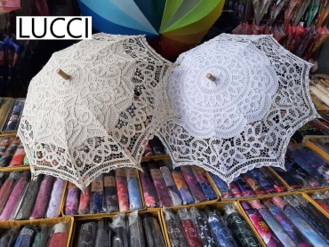Зонт-трость механика белый, бежевый