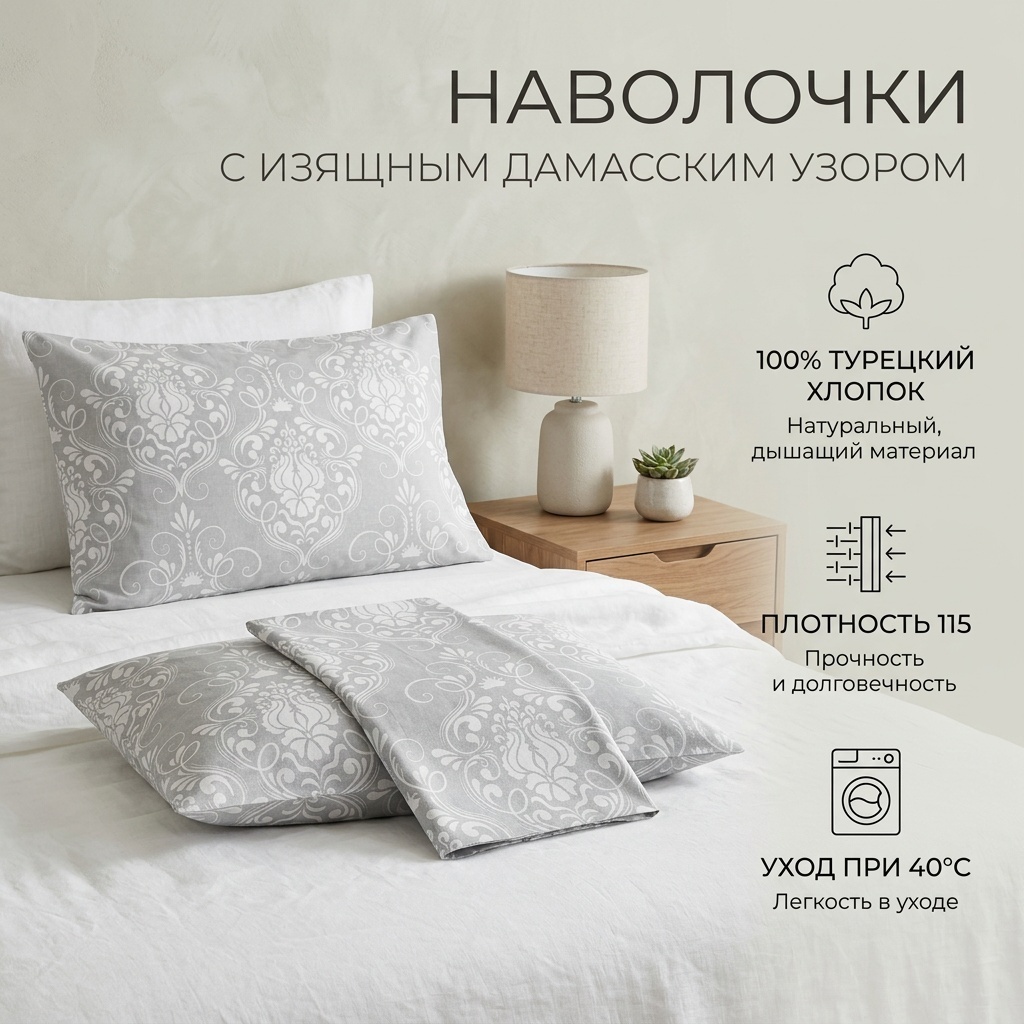 Наволочка Bibigul textil Узоры 50x70 хлопок, 1 шт