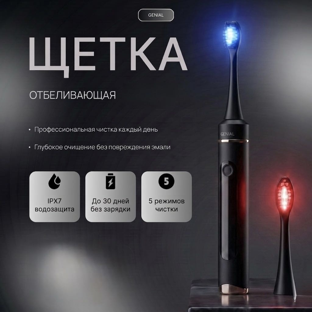 GENIAL для отбеливания зубов зубная щетка средняя 1 шт