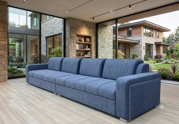 Диван OTAU-MEBEL Versa, 400х90 см, обивка велюр, синий