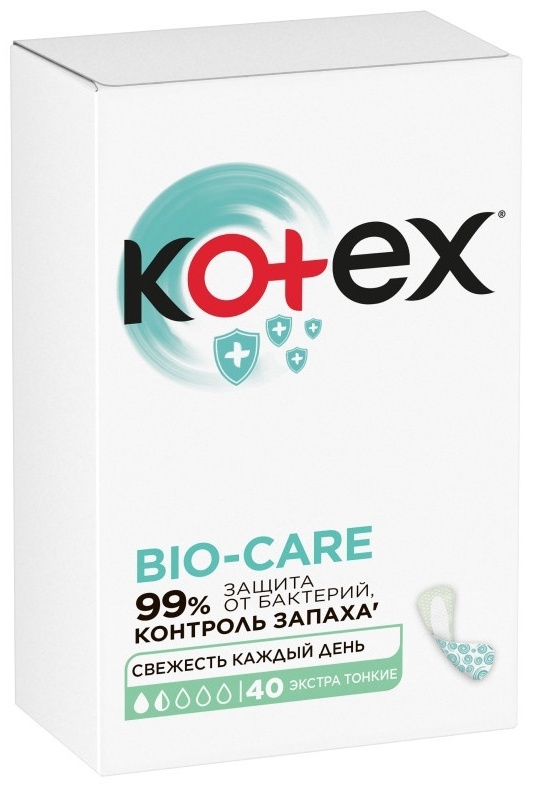 Kotex прокладки ежедневные Bio-Care защита от бактерий 40 шт