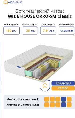 Матрас WIDE HOUSE ORRO-SM Classic, 120x180x25 см