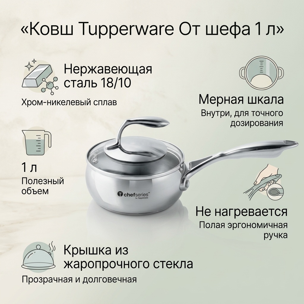 Ковш 1 л, Tupperware От шефа нержавеющая сталь