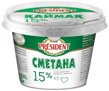 Сметана PRESIDENT 15% 200 г