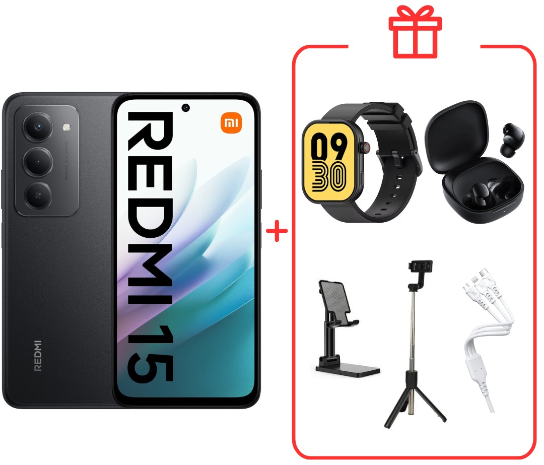 Смартфон Xiaomi Redmi 15 4G 8 ГБ/256 ГБ черный + подарок