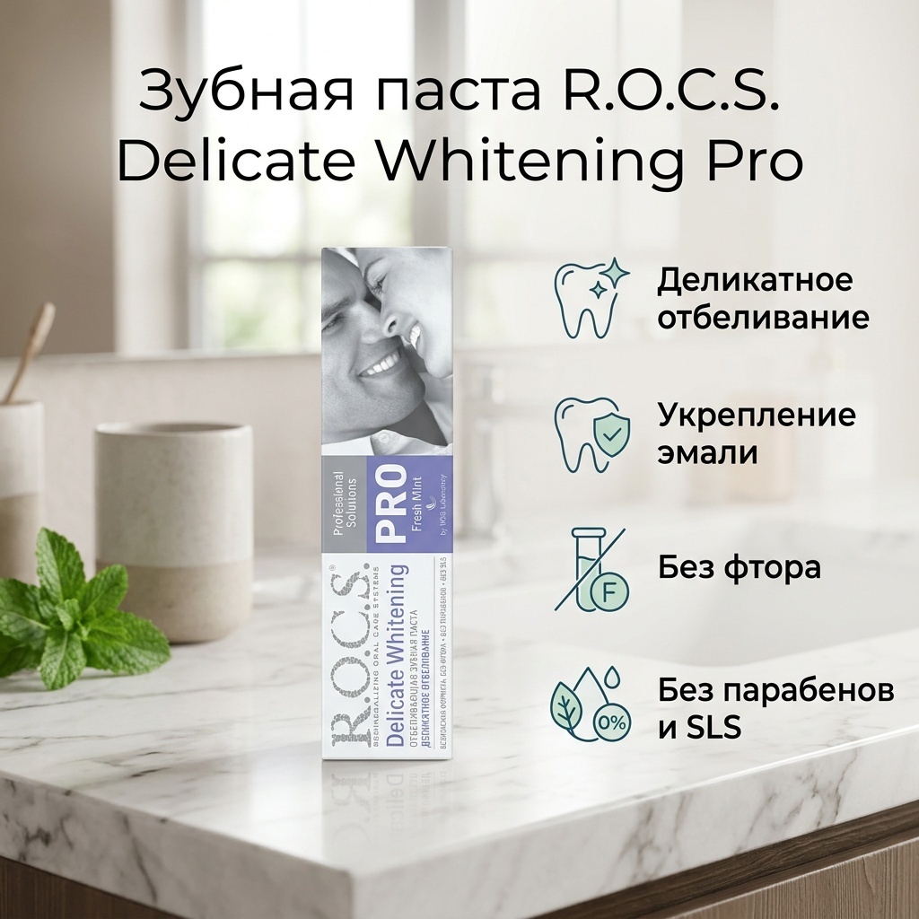 R.O.C.S. зубная паста Delicate Whitening Pro Fresh Mint 135 г