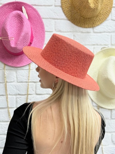 Шляпа FASHION CAPS размер 56, 57, 58, коралловый